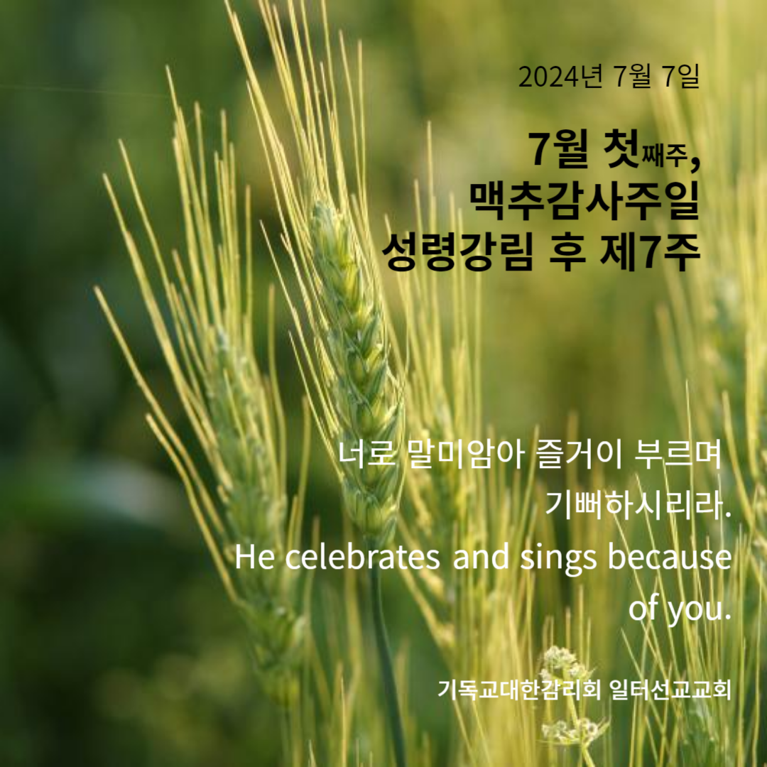 마가복음 6장 1~13절, 7월 첫째주, 성령강림 후 제7주 맥추감사주일