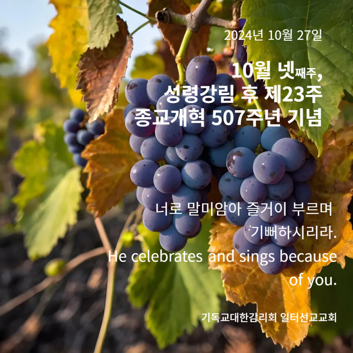 마가복음 10장 46~52절, 10월 넷째주 성령강림 후 제23주 종교개혁 507주년 기념주일